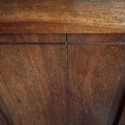 Pair of Art Deco bedside tables from 1930 in carved wood and red marble
