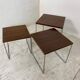 Set of 3 side tables trundle in teak and steel 1960s