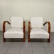 Pair of Art Deco Armchairs in Curved Wood, Italian Manufacture, 1930s - 1940s