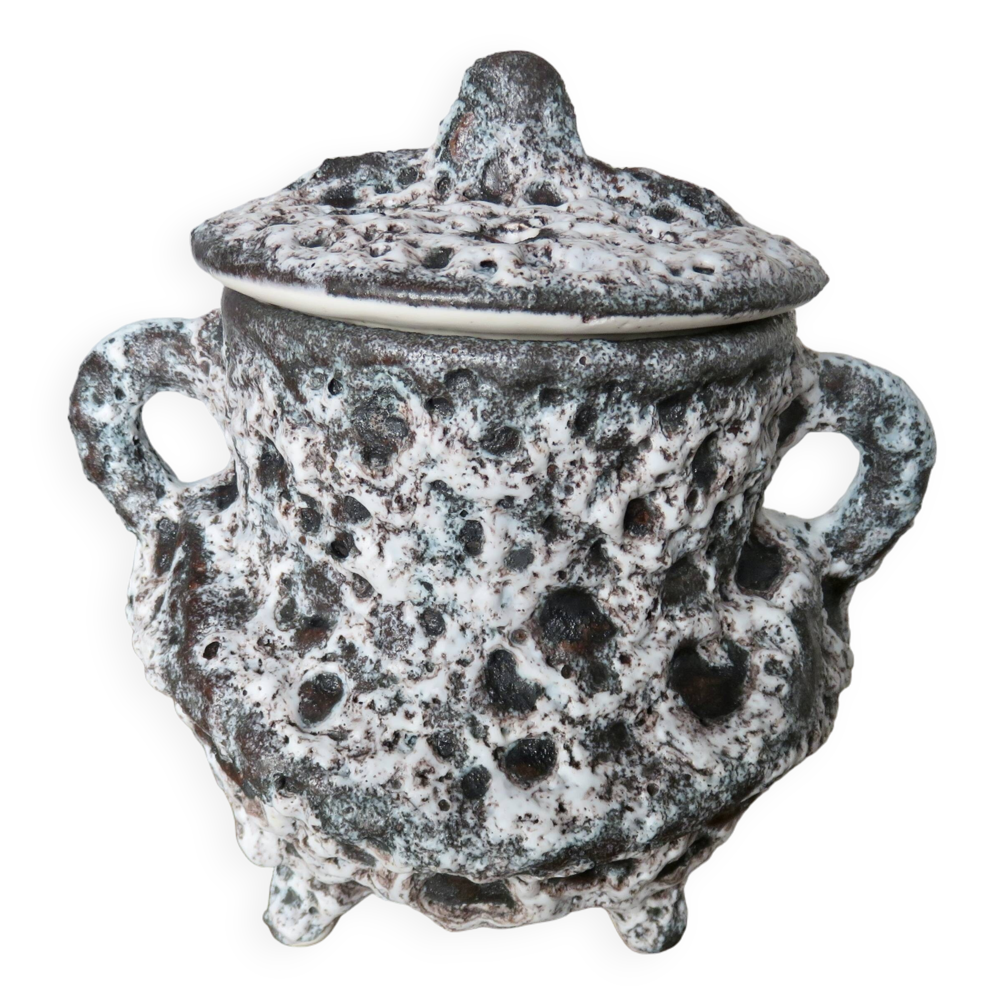 Fat lava tripod flower spike vase