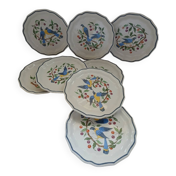 8 antique Salins dessert plates