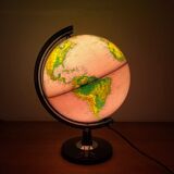 Bright globe vintage red background