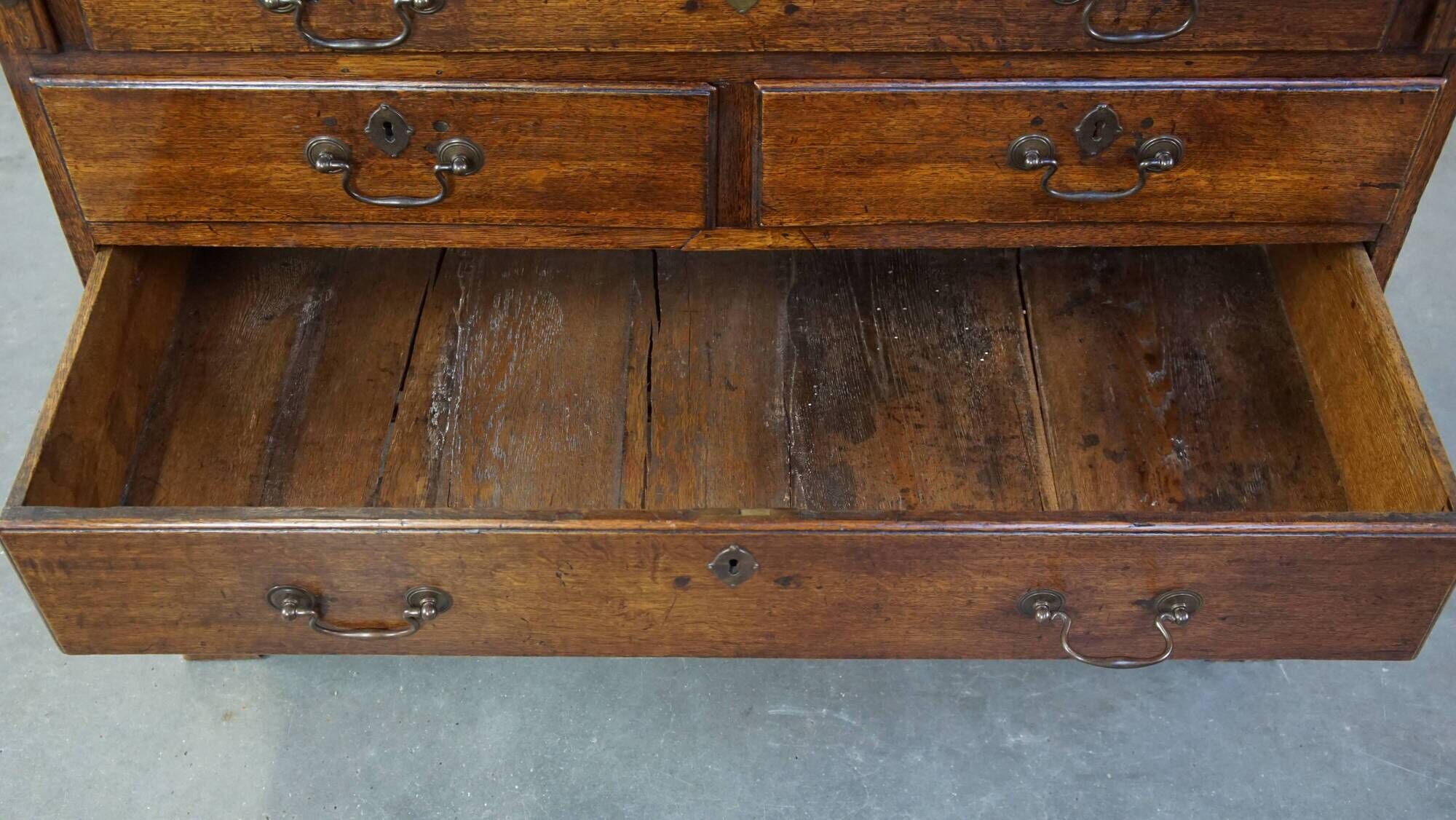 Large antique English oak secretaire from the 18th century