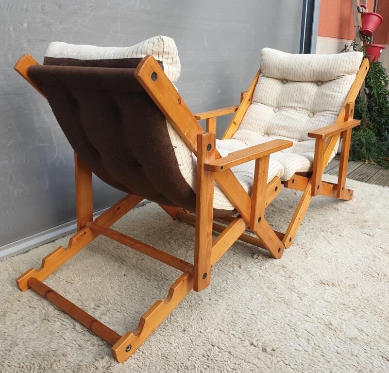 Pair of Kon-Tiki armchairs by Gillis Lundgren 1980's