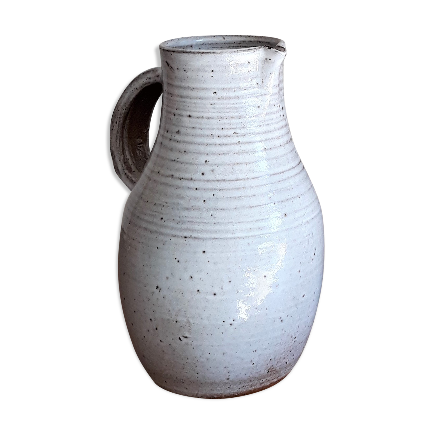 Vintage ceramic pitcher Jeanne and Norbert Pierlot glazed sandstone 1950
