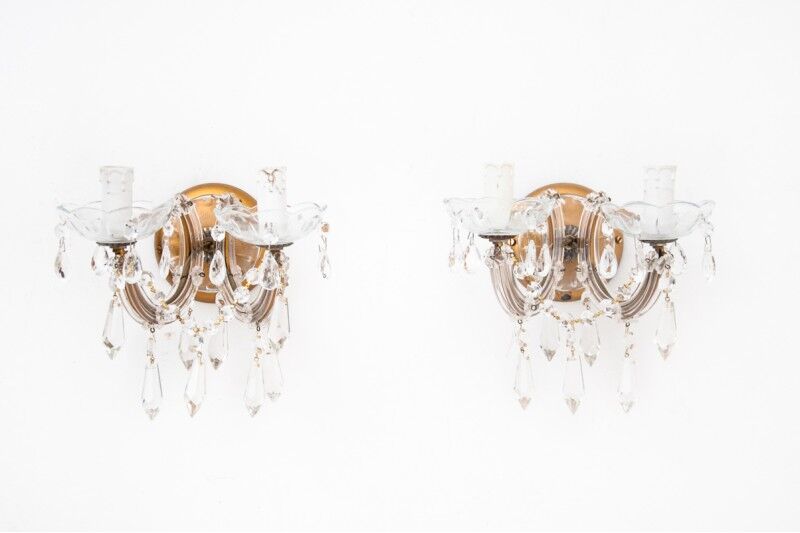 A pair of crystal sconces, France.
