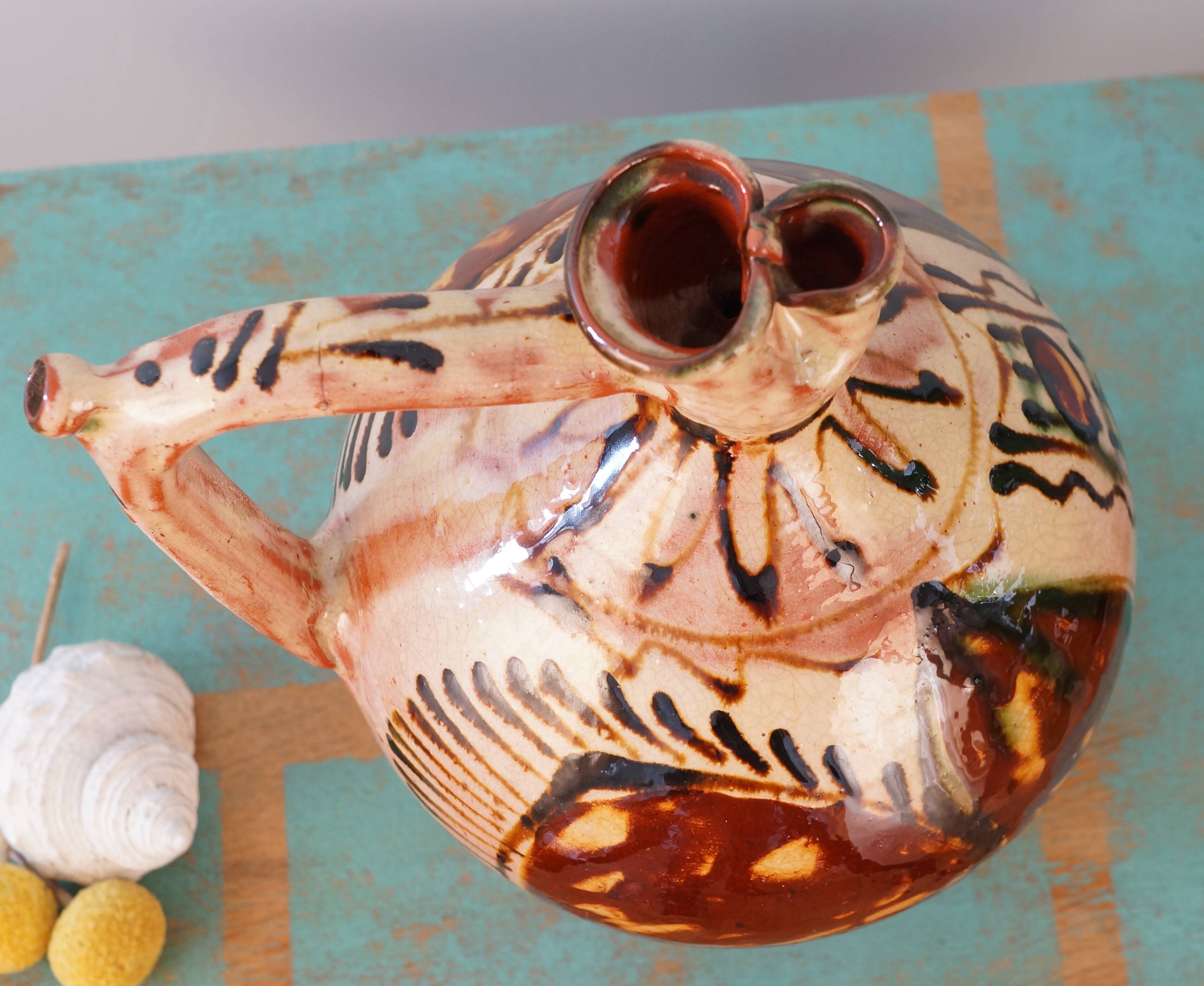 Glazed terracotta jug romania