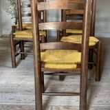Vintage chairs by Georges Robert straw - set of 6