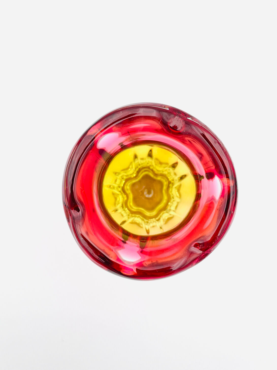 Vase - Sommerso - Josef Hospodka in fuchsia and amber yellow crystal