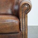 Characterful vintage sturdy 2-seater club sofa made of sheepskin leather