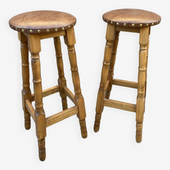 2 Bar stools restaurant Pub tavern wood 80s