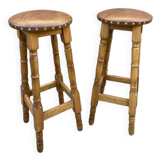 2 Bar stools restaurant Pub tavern wood 80s