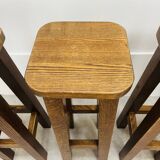 8 solid wood bar stools in brutalist style