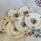 6 old soup plates, Sarreguemines, Amazona model, 1910
