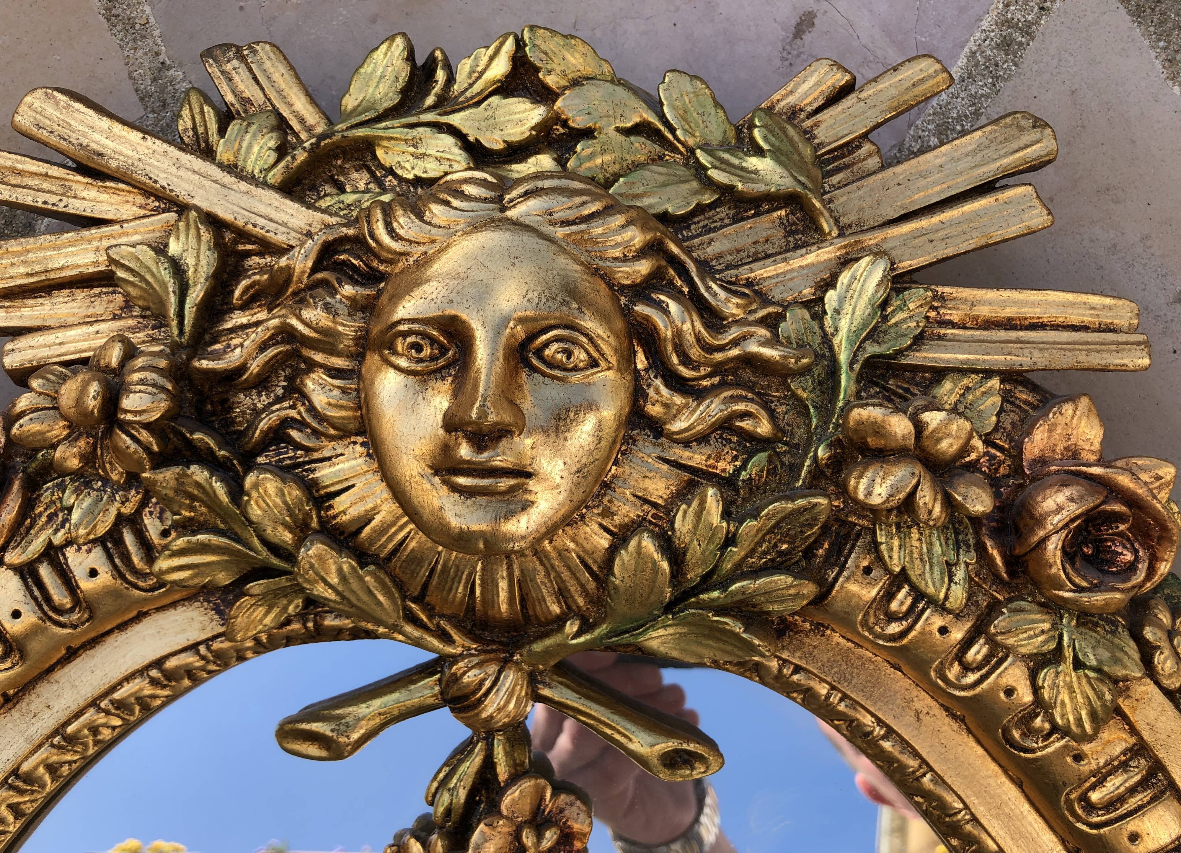 Gilded wooden mirror Regency style 54 x 95 cm