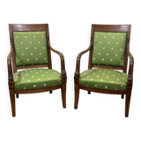 Paire de fauteuils style Empire en acajou, travail des années 50