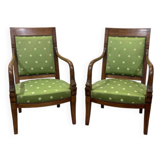 Paire de fauteuils style Empire en acajou, travail des années 50