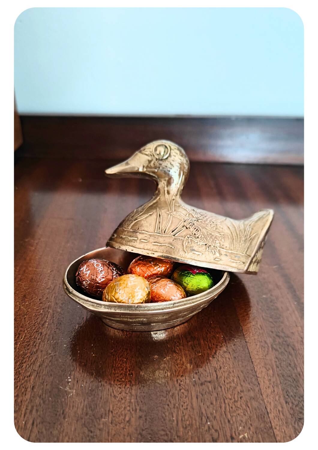 Vintage Solid Brass Duck-Shaped Jewelry Box
