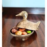 Vintage Solid Brass Duck-Shaped Jewelry Box