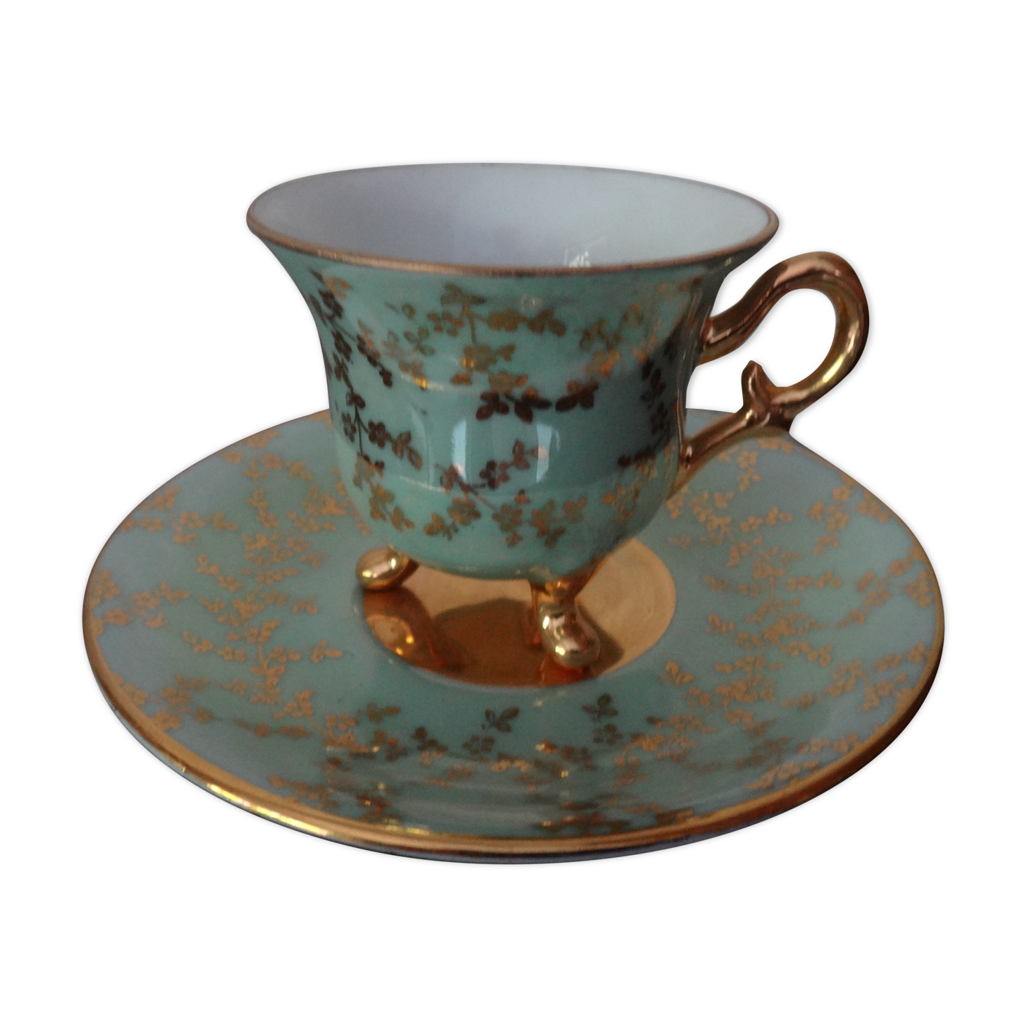 Limoges porcelain tripod cup