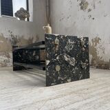 Coffee table year 80 Italian marble and glass