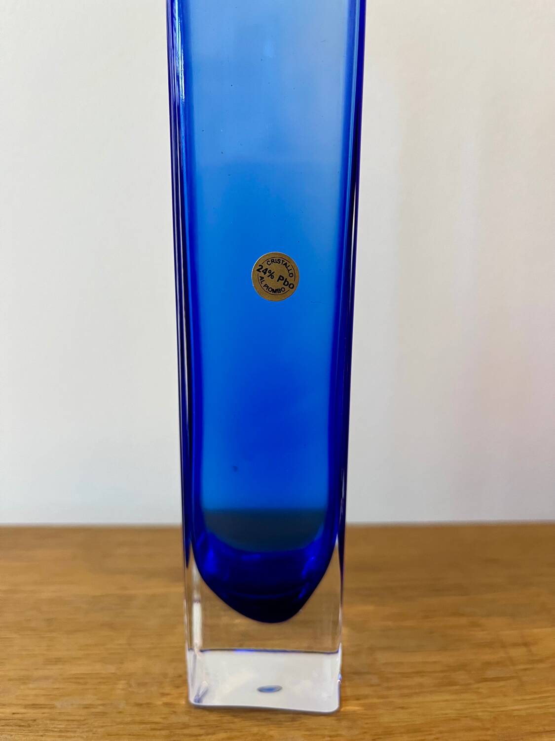 Vase soliflore vintage en cristal bleu, Italie