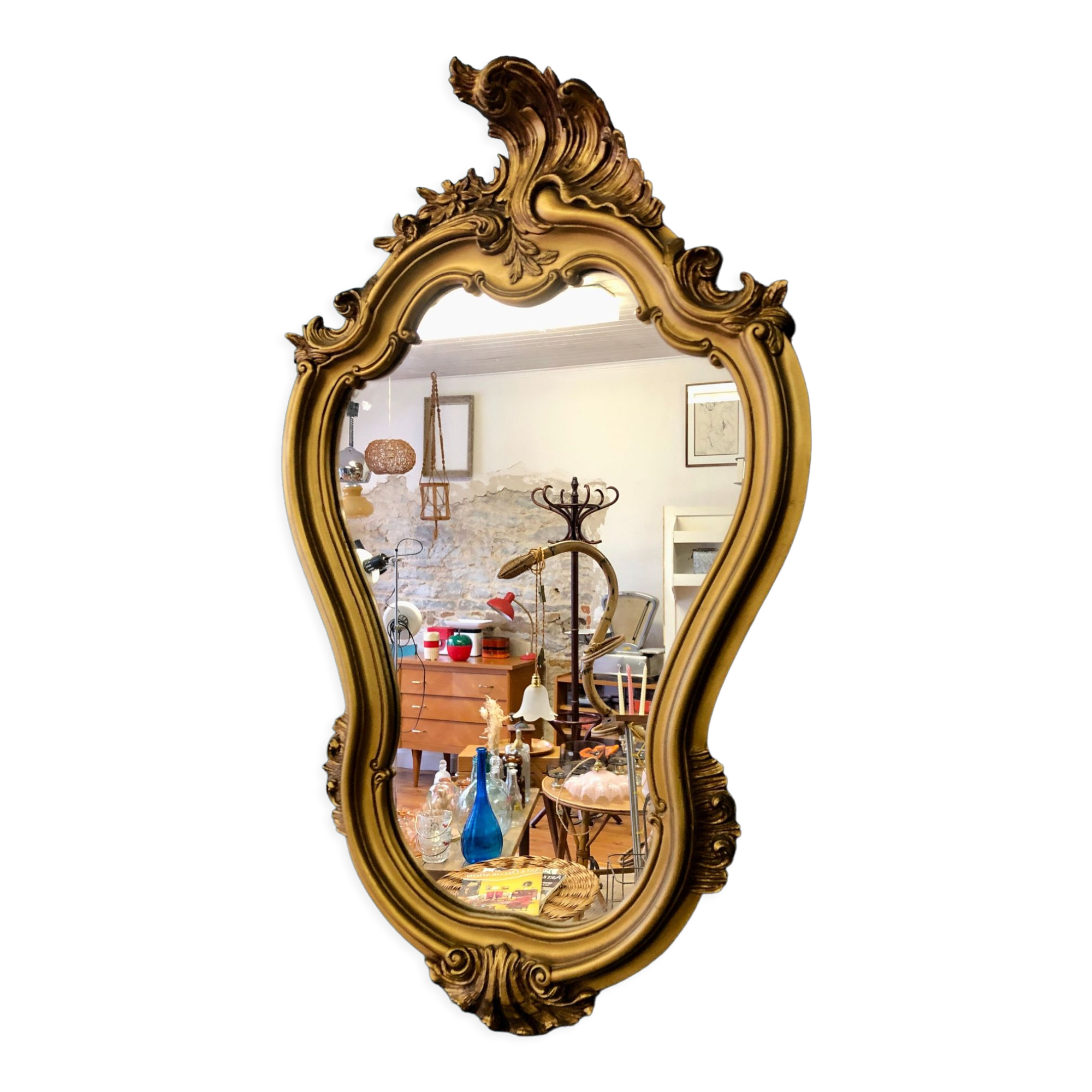 Golden mirror Louis XV style, 60x40 cm