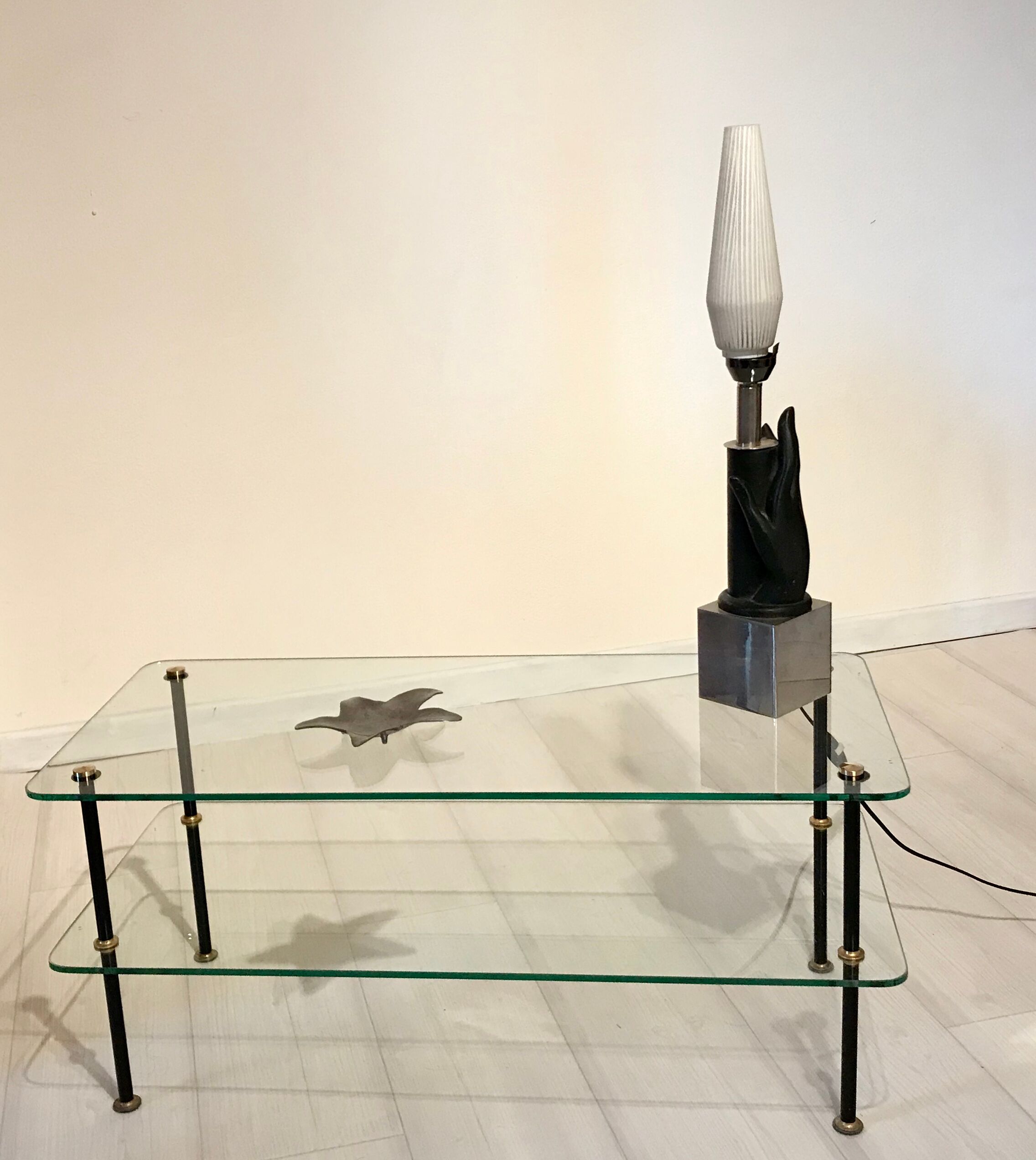 60s glass coffee table