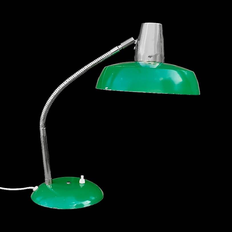 SIS type 835 - large desk lamp in green lacquered metal and chrome - 1960