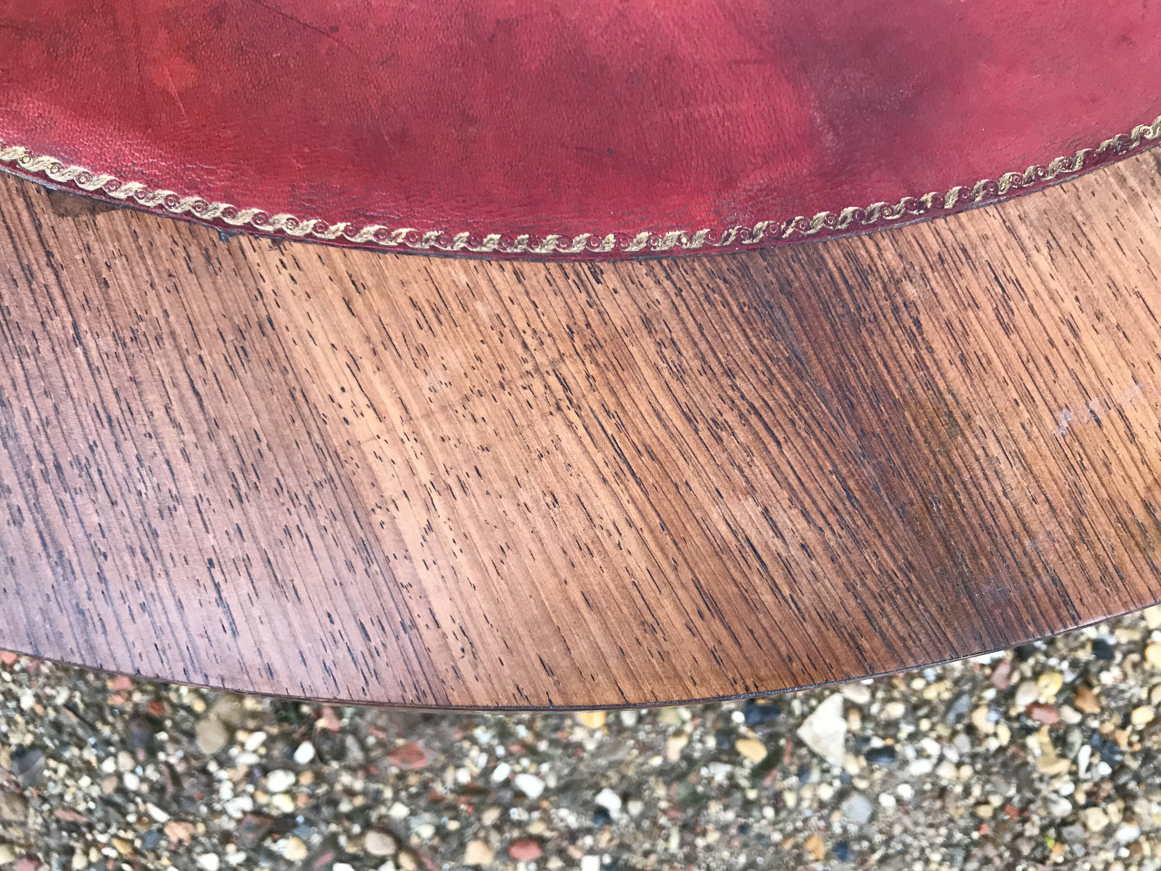 Coffee table oak and leather 1950