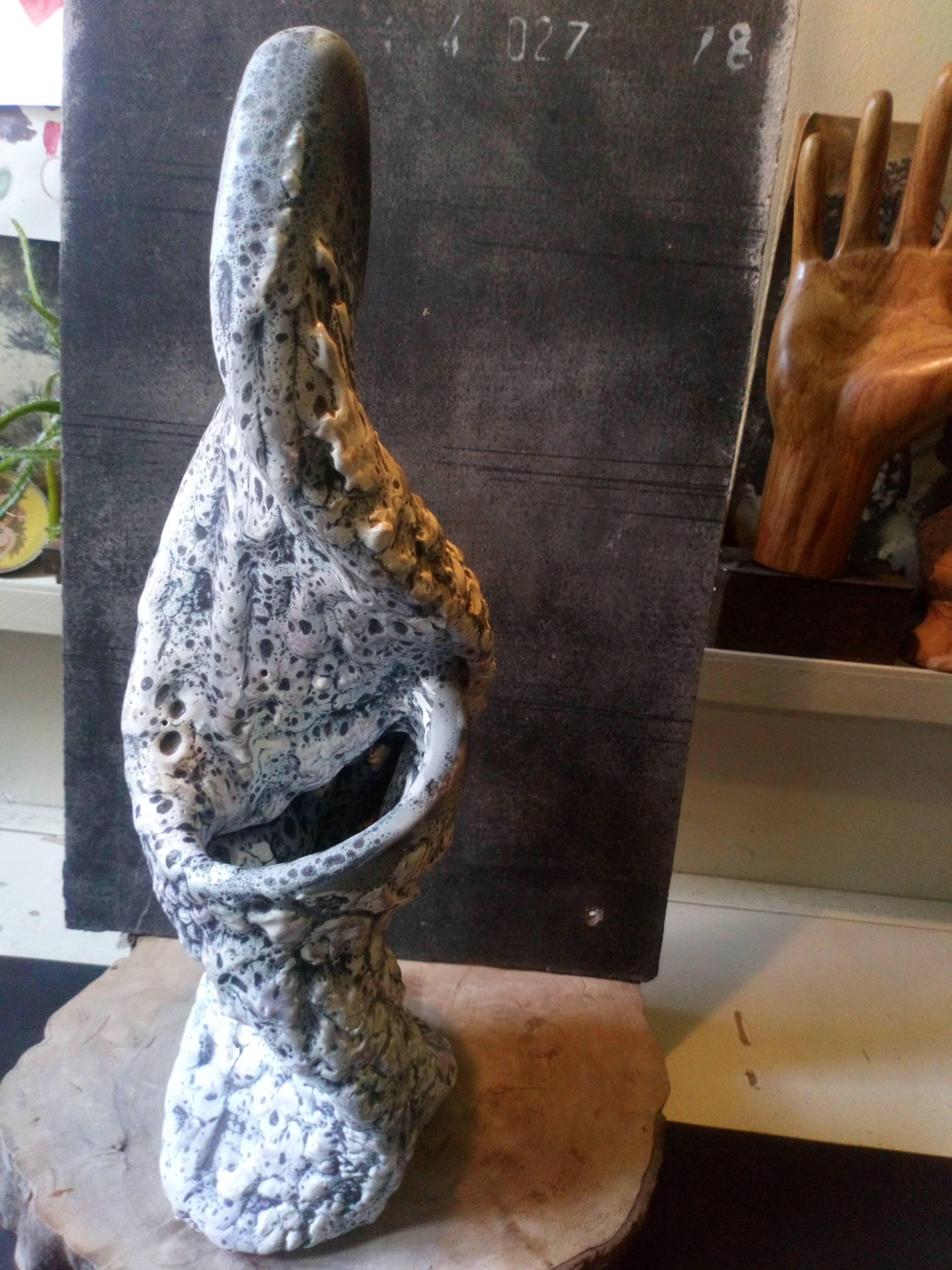 Louis Giraud's twisted double vase in Vallauris ceramic foam