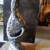 Louis Giraud's twisted double vase in Vallauris ceramic foam