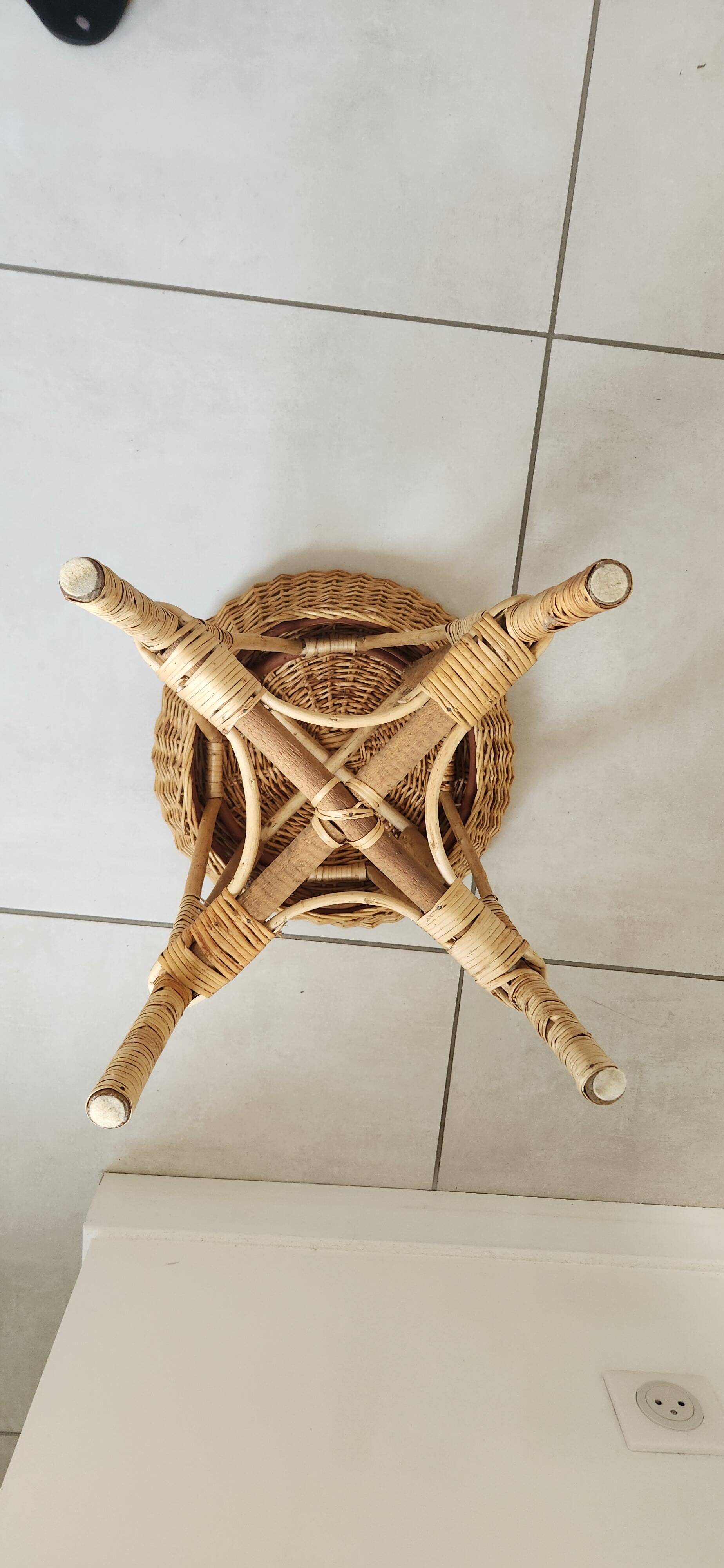 Wicker and rattan stool