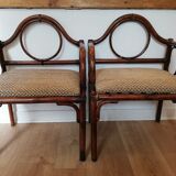 Pair of bamboo and rattan armchairs