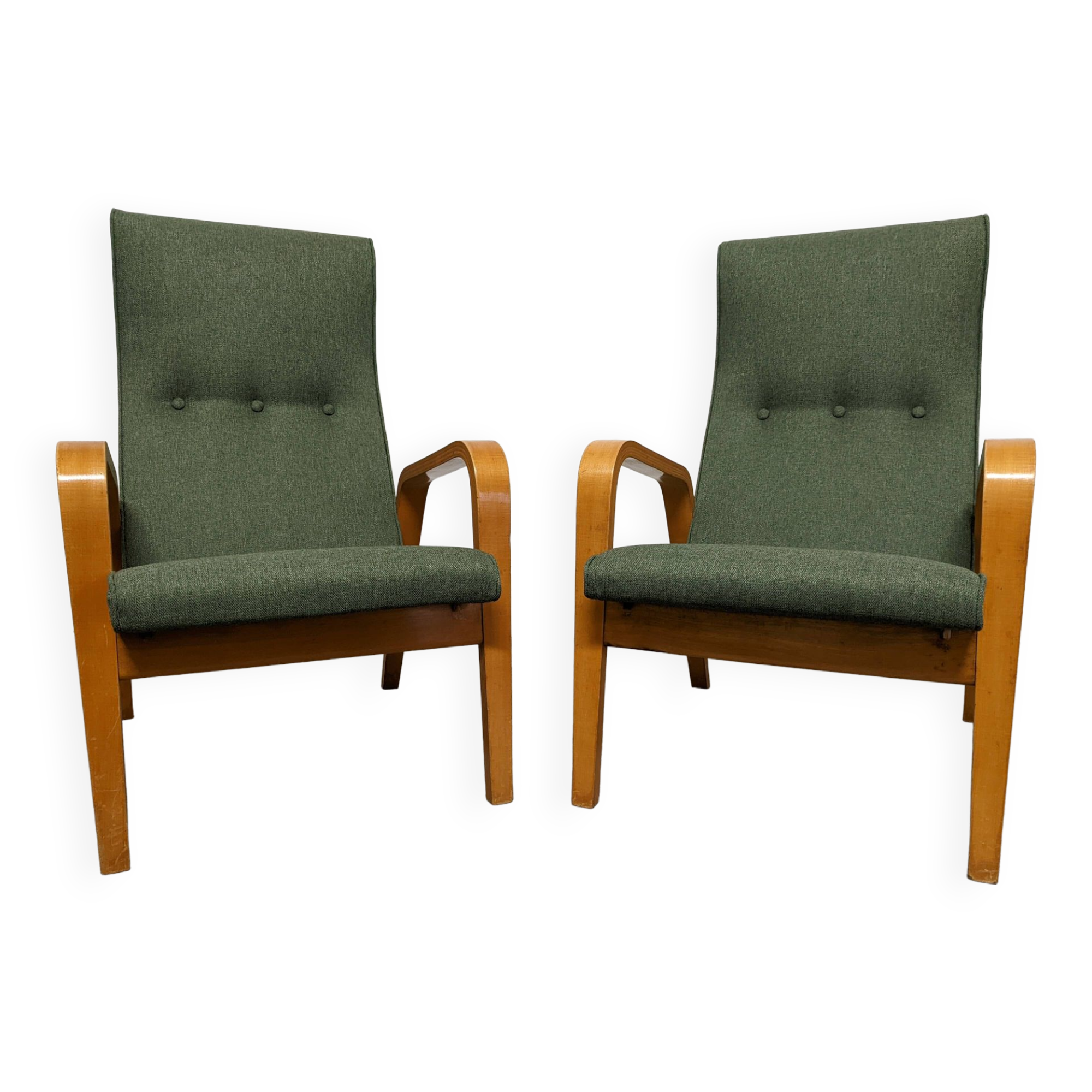 Paire de fauteuils Bow Wood des années 50/60
