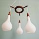 Scandinavian lustre cascade in teak and frosted white glass, 1960s