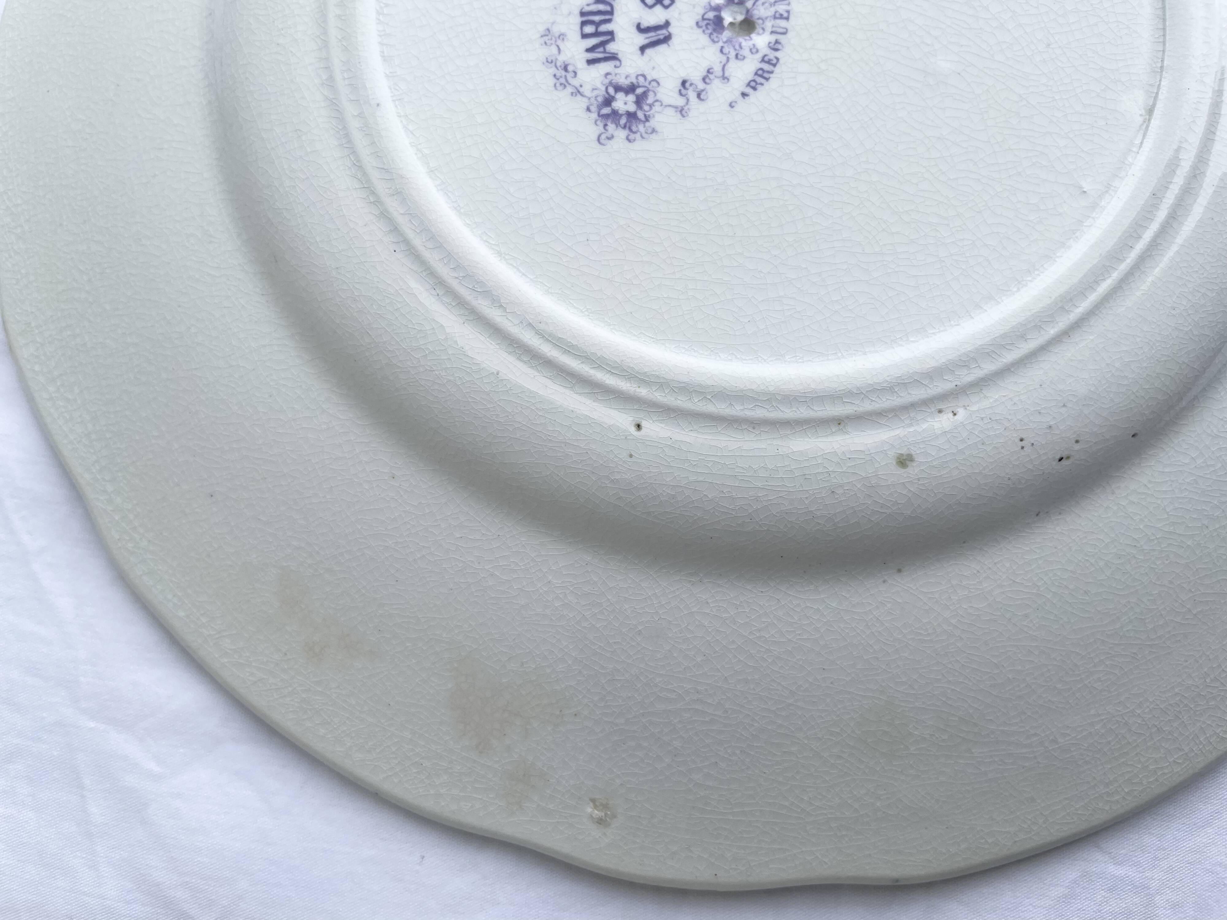 Dessert plates Sarreguemines model Jardinière 19th century