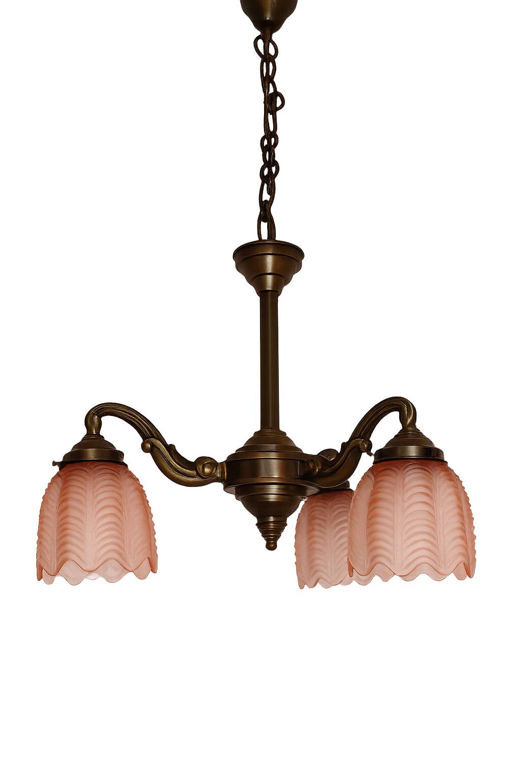Art Deco bronze chandelier, 1920s.