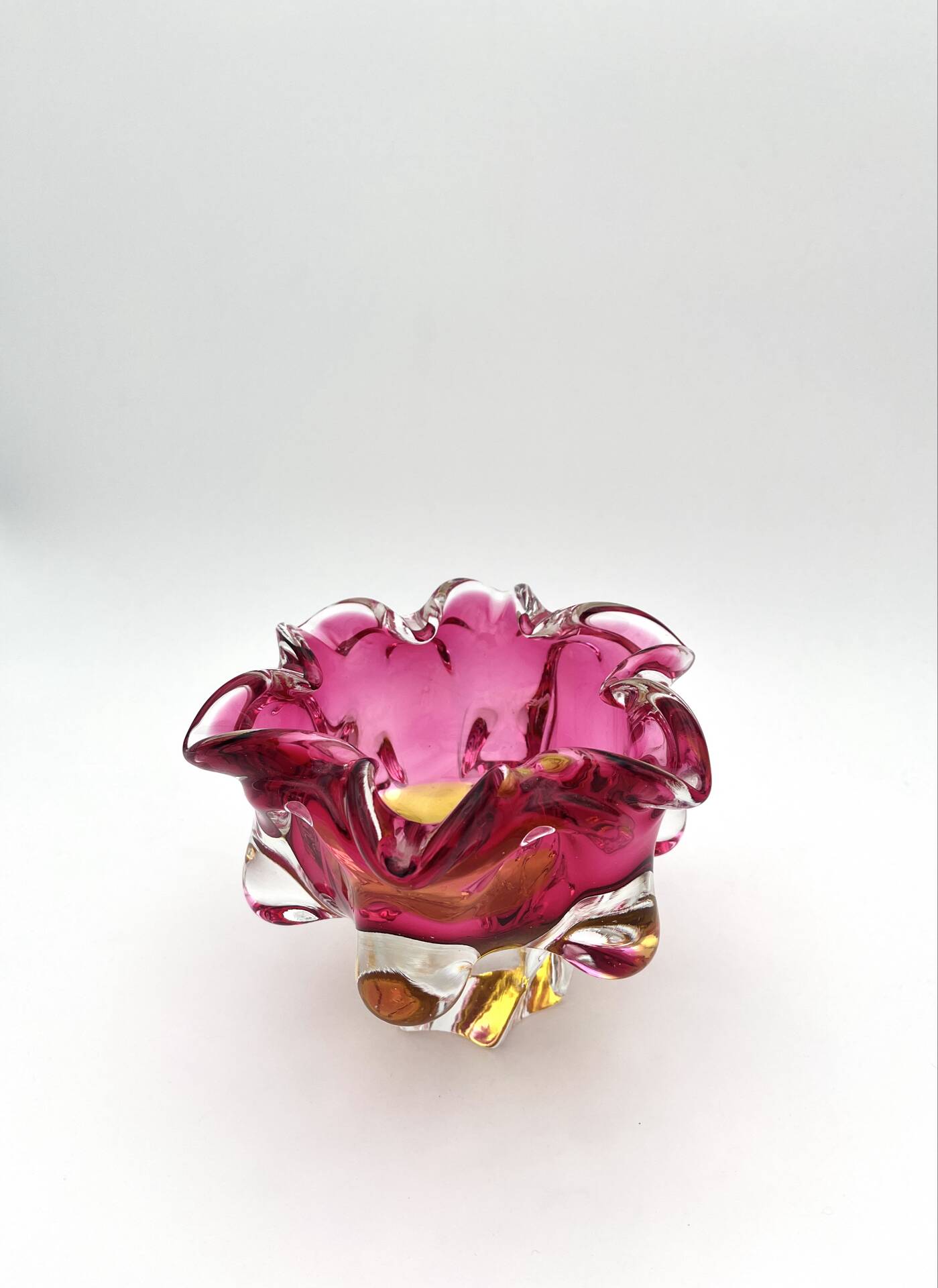 Bowl Ashtray Josef Hospodka Chribska Sommerso Rose 14cm 1.78kg