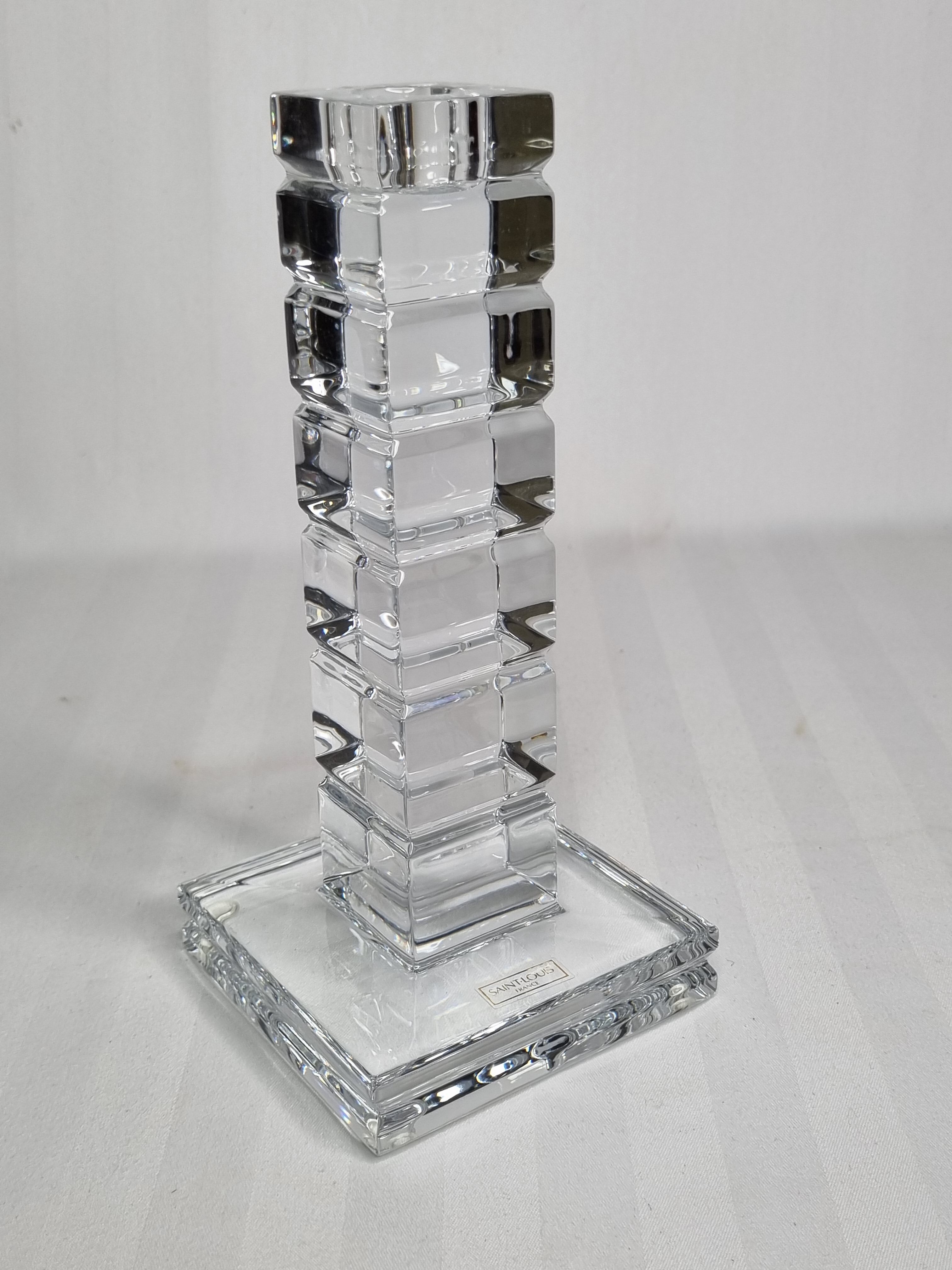 Crystal candle holder, Saint-Louis design Jean Sala