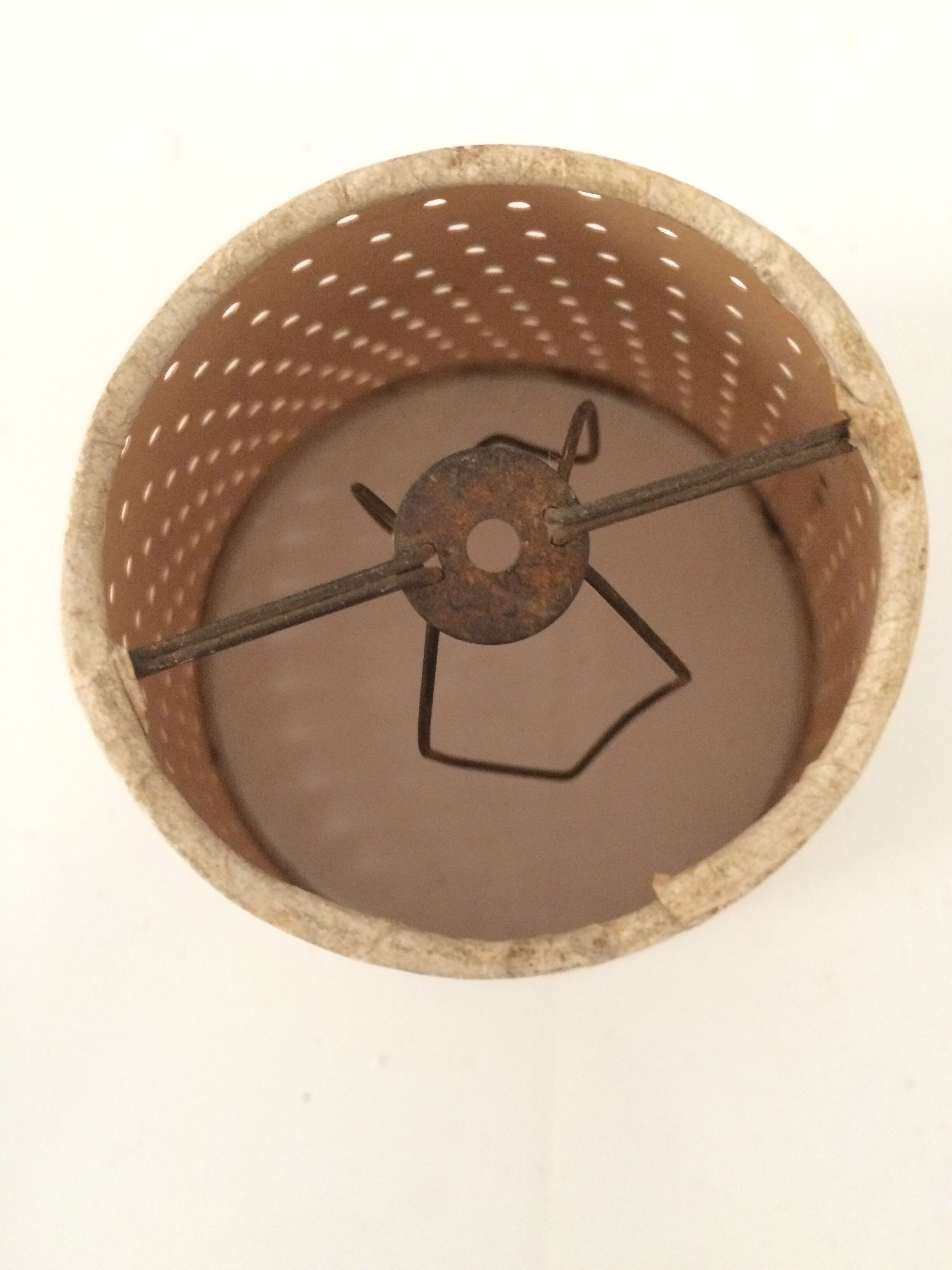 Mini lampshade with vintage perforated cardboard pliers