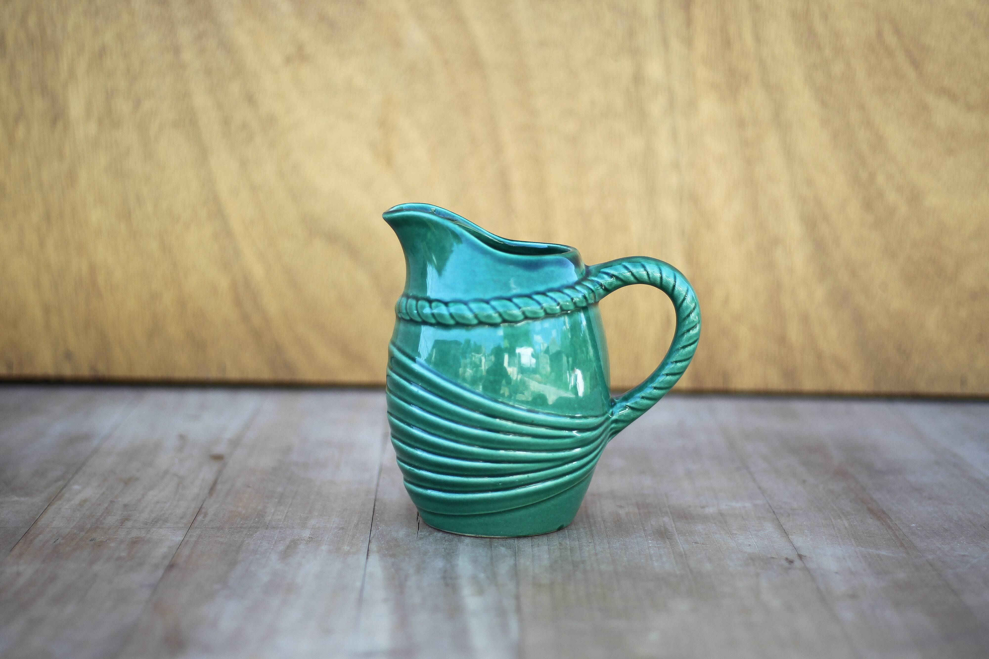 Vintage pitcher, vintage vase, Poët Laval pitcher, bandeau model, PL France, vintage carafe, decoration