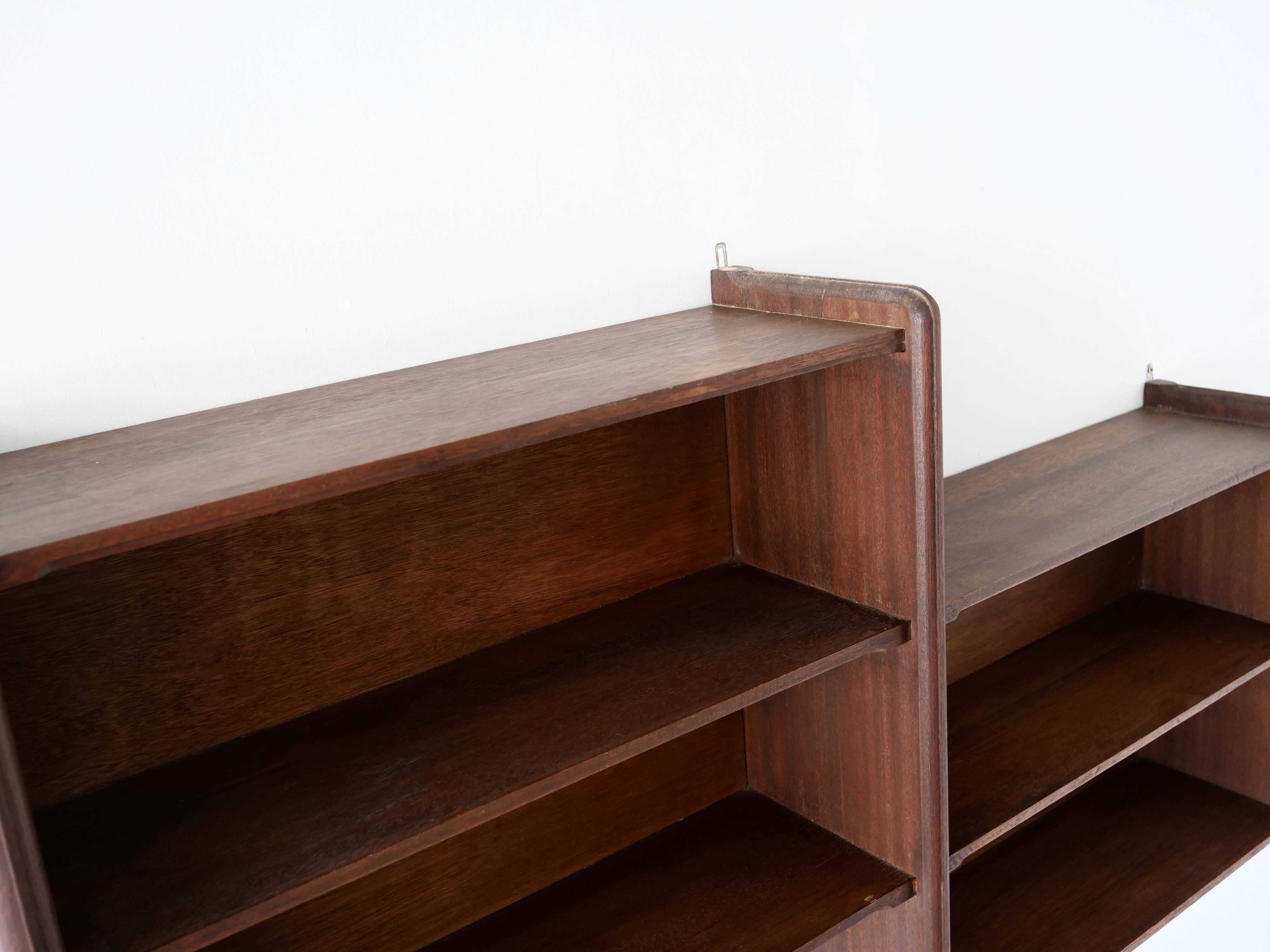 Art deco wall shelf in solid wood