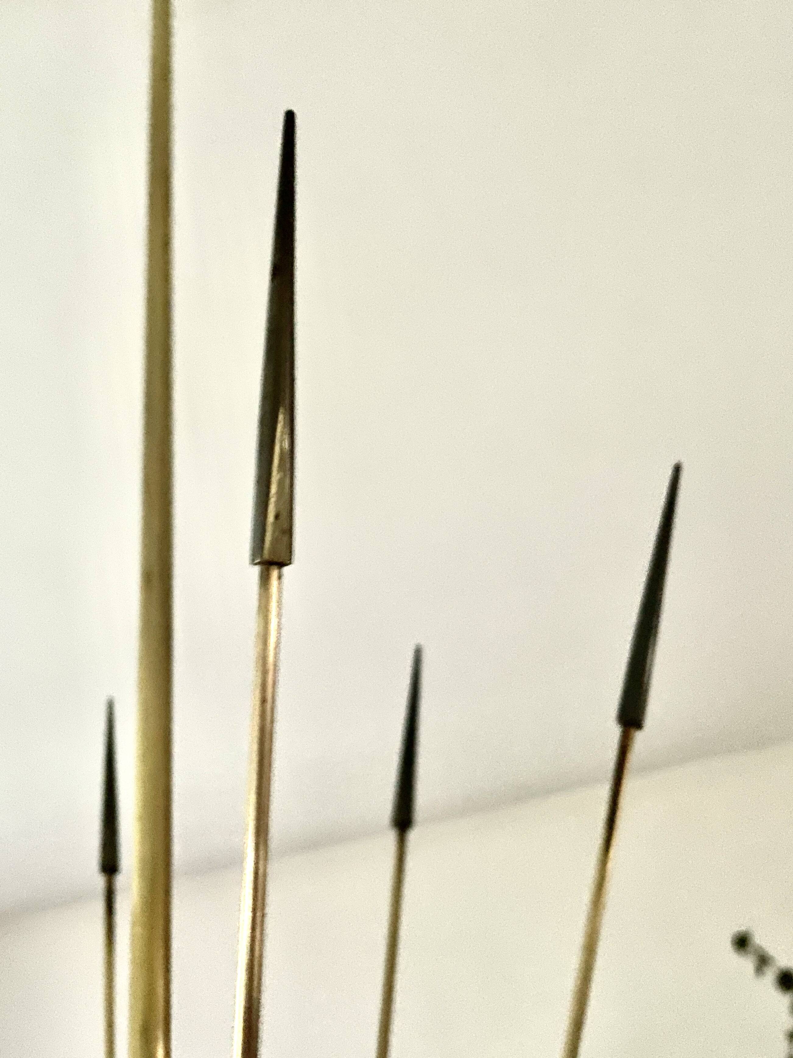 Large chandelier with 6 opaline tulip shades and 6 anthracite points, 1950