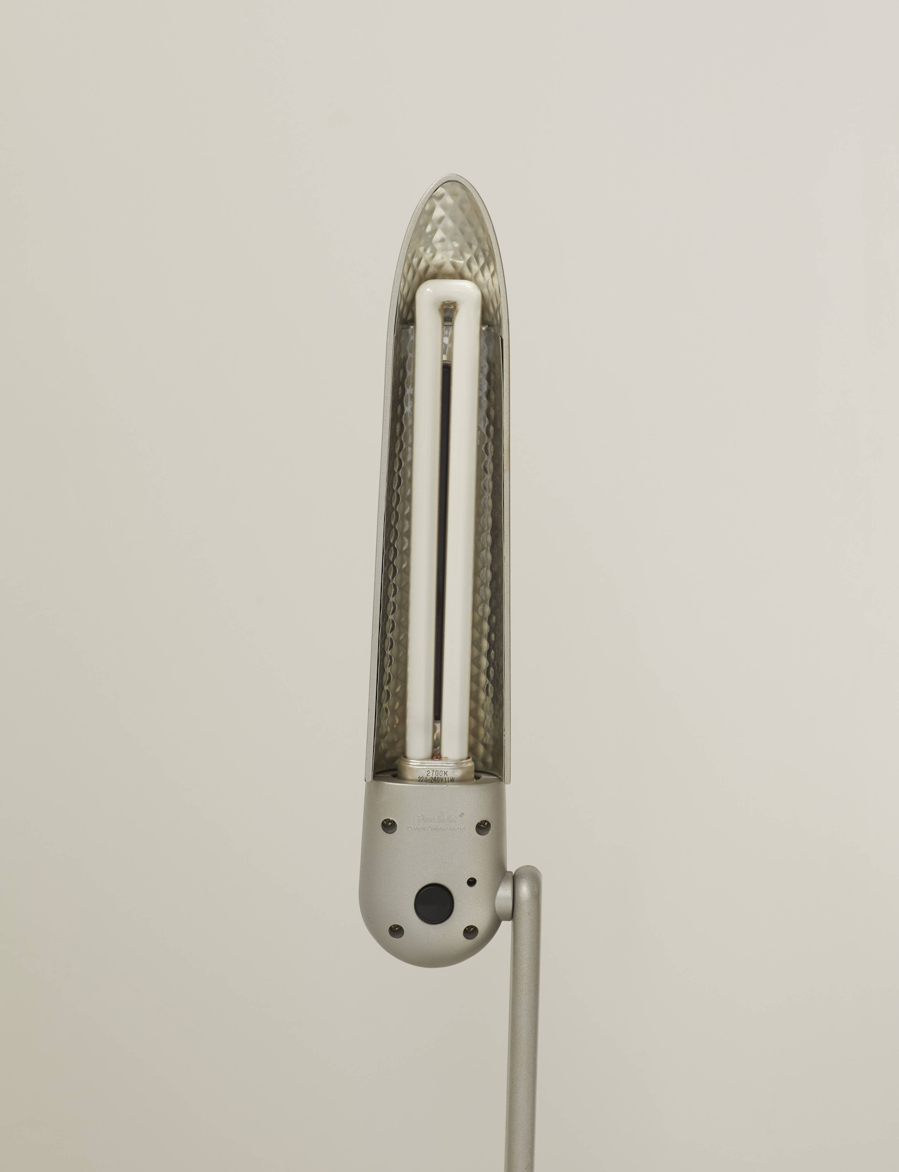 Post-modern gray lamp design Philippe Michel vintage Circa 1980