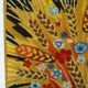 Wall tapestry "the rooster under the bouquet of wheat" signed Rey, circa 1970