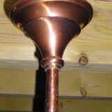 Lustre suspension en cuivre et verre 4 feux, vintage années 50