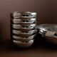 Set of 7 silver stainless steel bowls Space Age vintage Italian design stackable and elegant