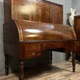Important Louis Philippe Period Cylinder Desk / Restoration in speckled mahogany