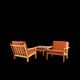 Pair of armchairs and ottoman by Tage Poulsen, Denmark, 1970s